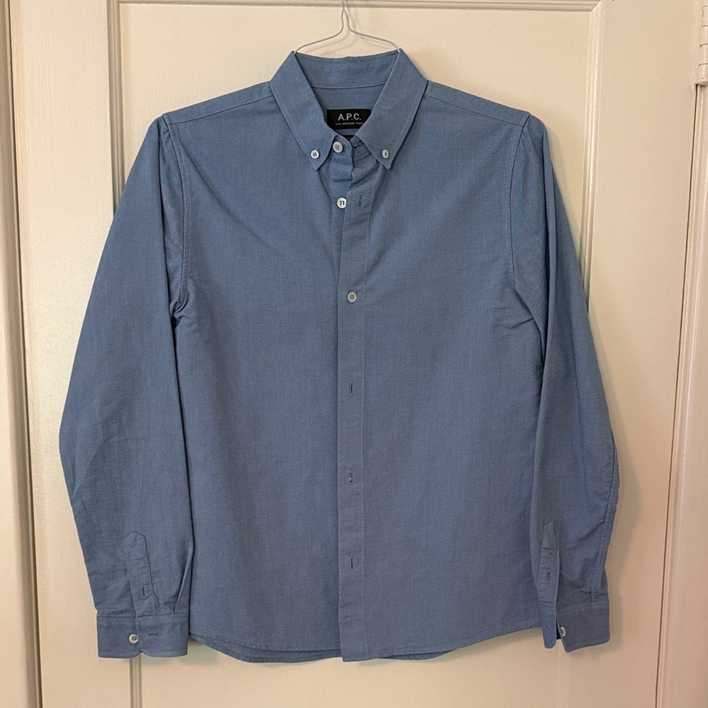 A.P.C. Men's Casual Blue Button-Down Shirt